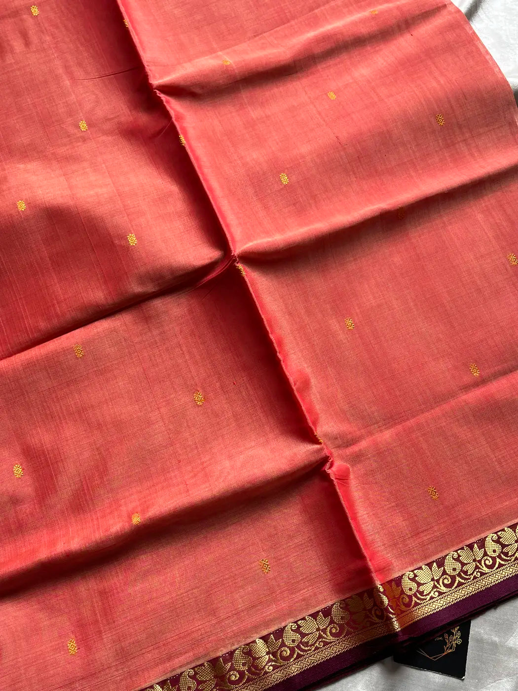 Vegan Silk Saree – Peach Handloom Art Silk