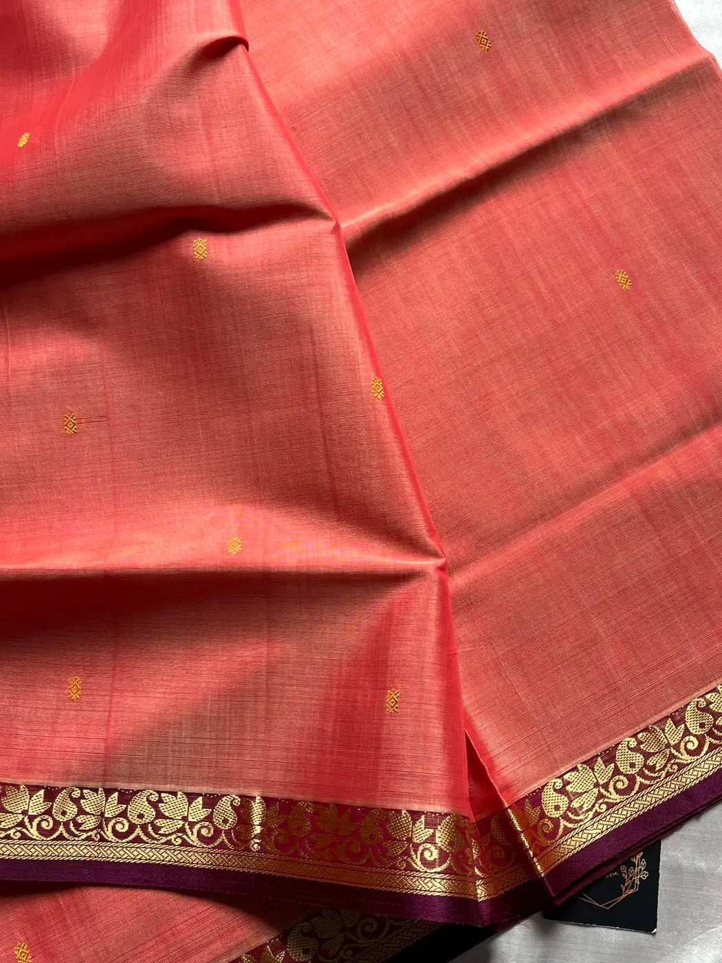 Vegan Silk Saree – Peach Handloom Art Silk