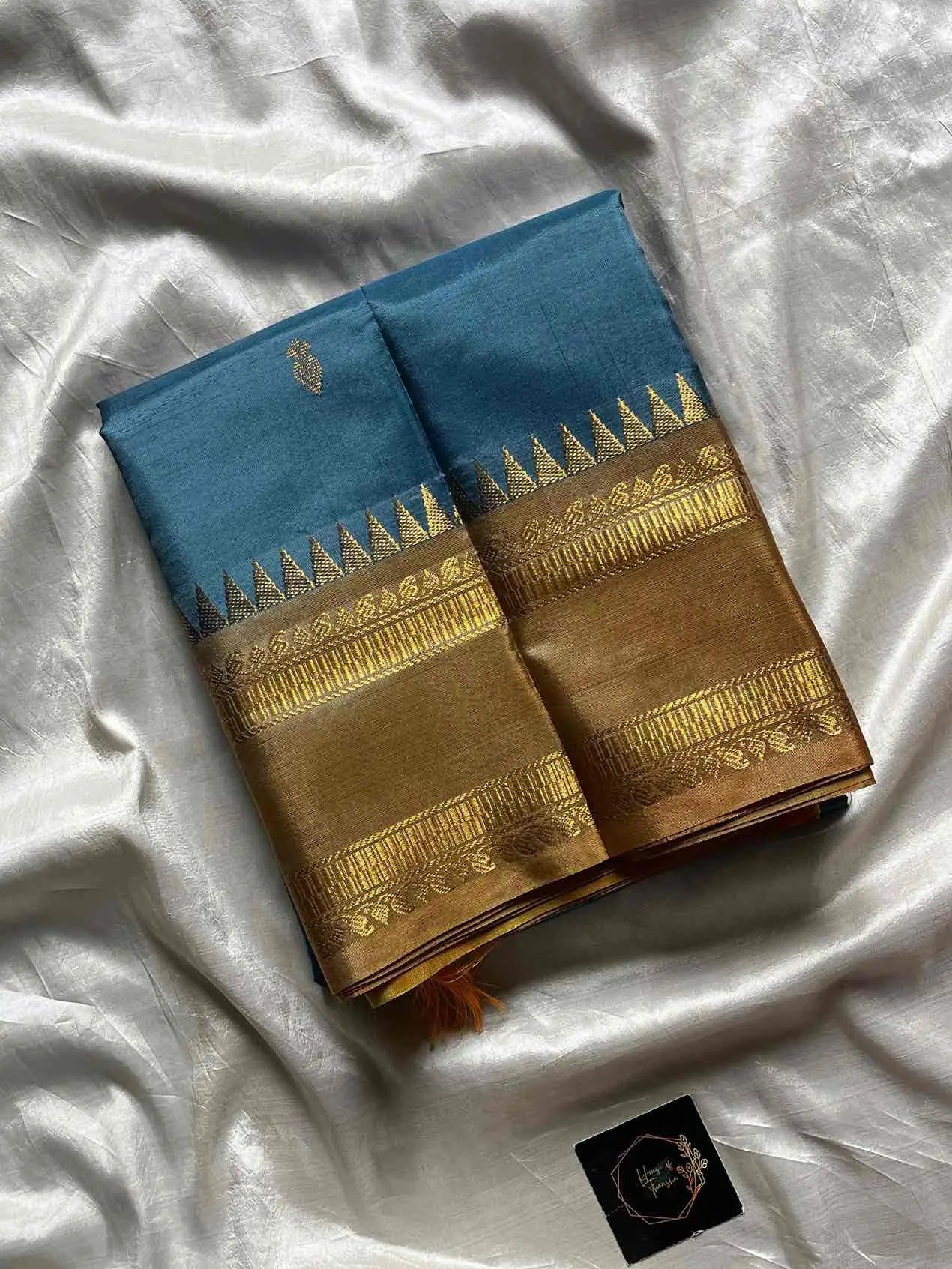 Vegan Silks | Chinnalampattu Saree – Pastel blue