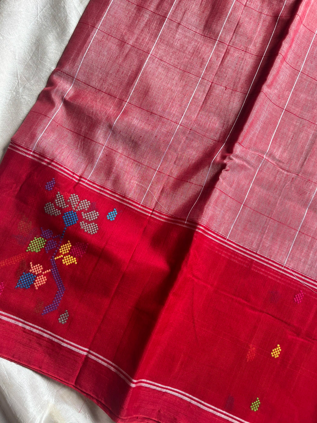 Chedibutta Saree - Handloom Vegan Art Silk - Red