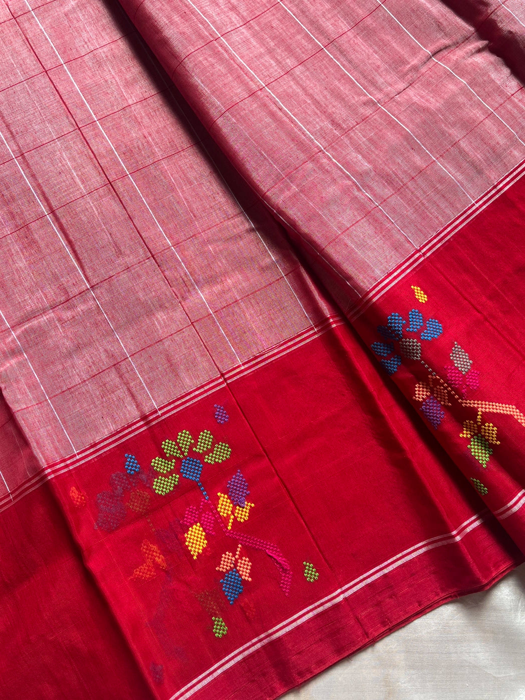 Chedibutta Saree - Handloom Vegan Art Silk - Red