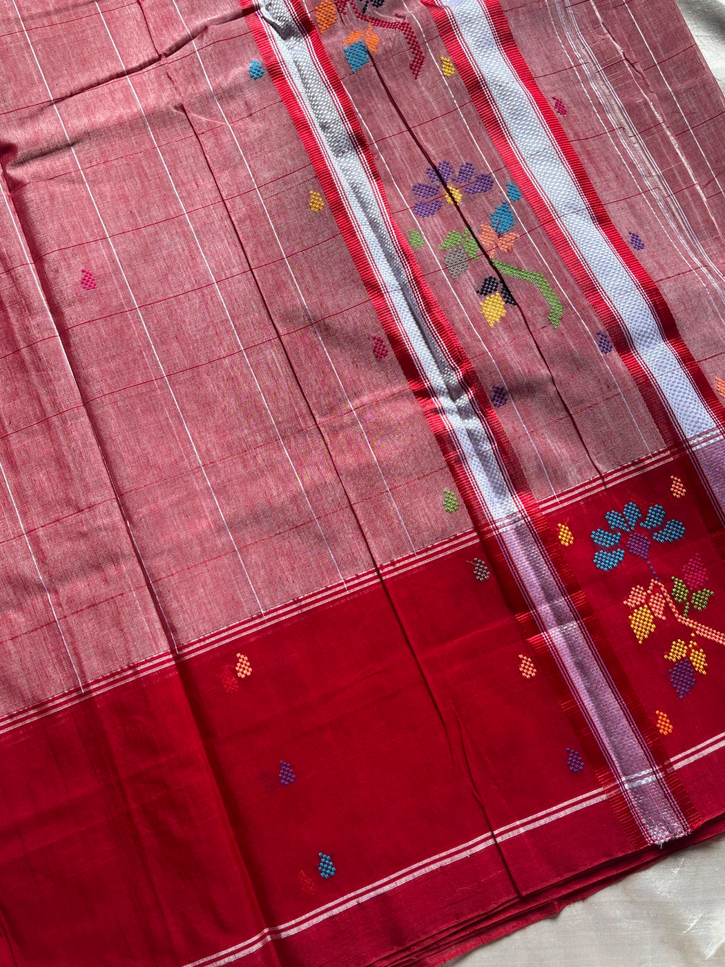 Chedibutta Saree - Handloom Vegan Art Silk - Red