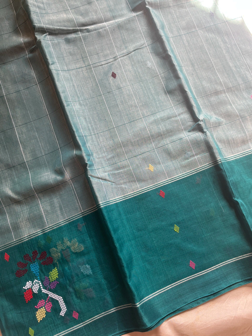 Chedibutta Saree - Handloom Vegan Art Silk - Teal