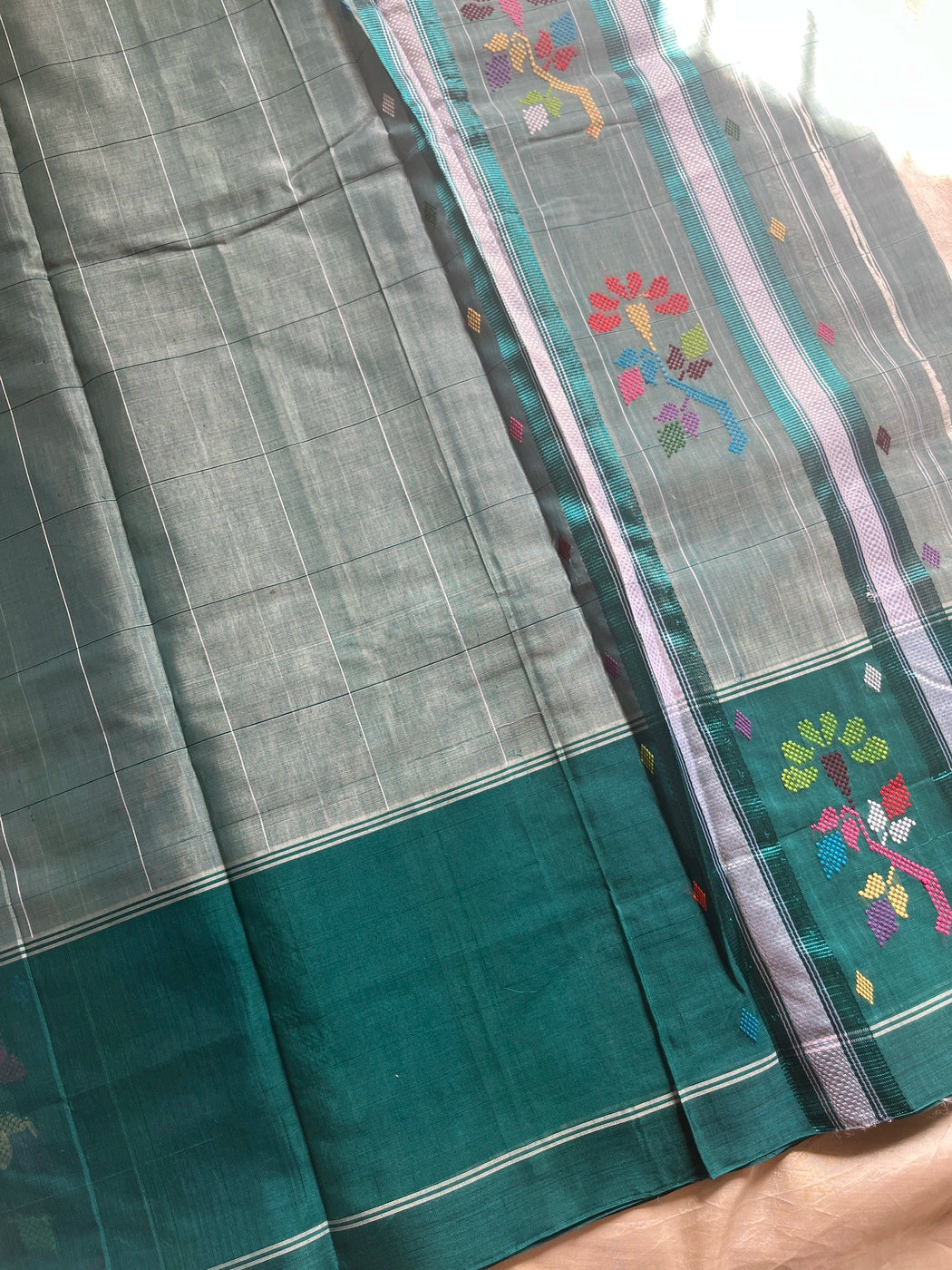 Chedibutta Saree - Handloom Vegan Art Silk - Teal
