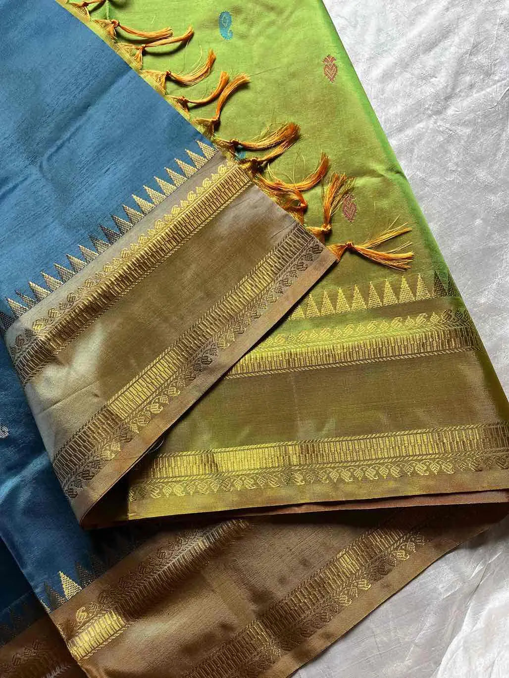 Vegan Silks | Chinnalampattu Saree – Pastel blue