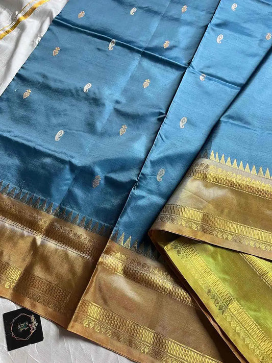 Vegan Silks | Chinnalampattu Saree – Pastel blue