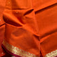 Vegan Silk Saree – Saffron Orange Handloom Art Silk