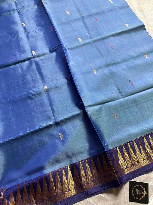 Vegan Silks | Chinnalampattu Saree – Vintage blue
