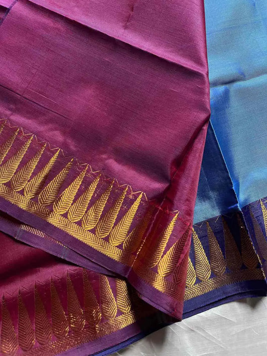 Vegan Silks | Chinnalampattu Saree – Vintage blue