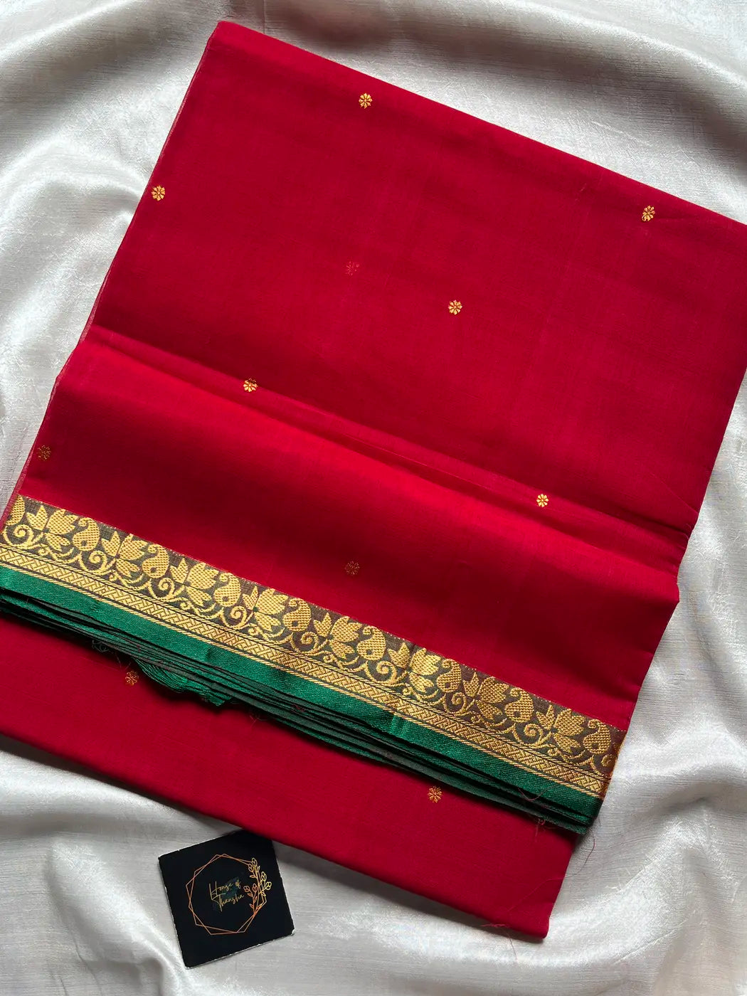 Vegan Silk Saree – Red Handloom Art Silk