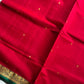 Vegan Silk Saree – Red Handloom Art Silk