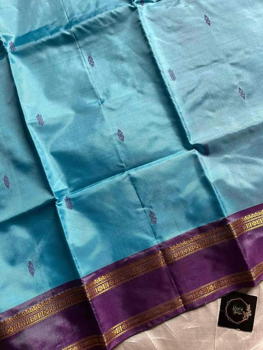 Handwoven vegan silk Chinnalampattu saree with rich zari borders from House of Thansha