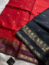 Handwoven vegan silk Chinnalampattu saree with rich zari borders from House of Thansha