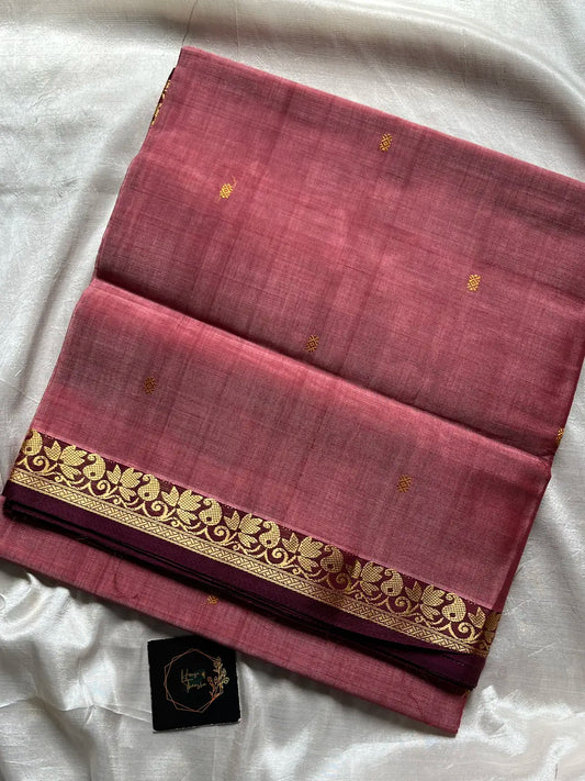 Vegan Silk Saree – Pastel Lotus Pink Handloom Art Silk