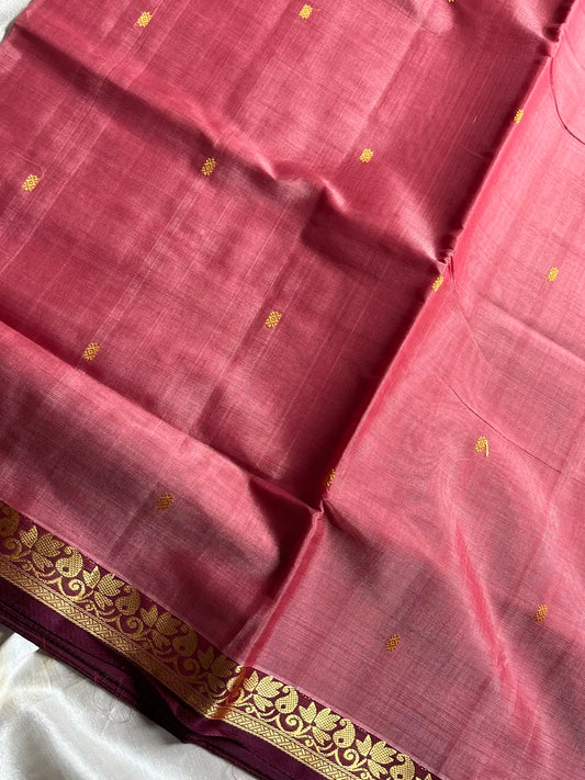 Vegan Silk Saree – Pastel Lotus Pink Handloom Art Silk