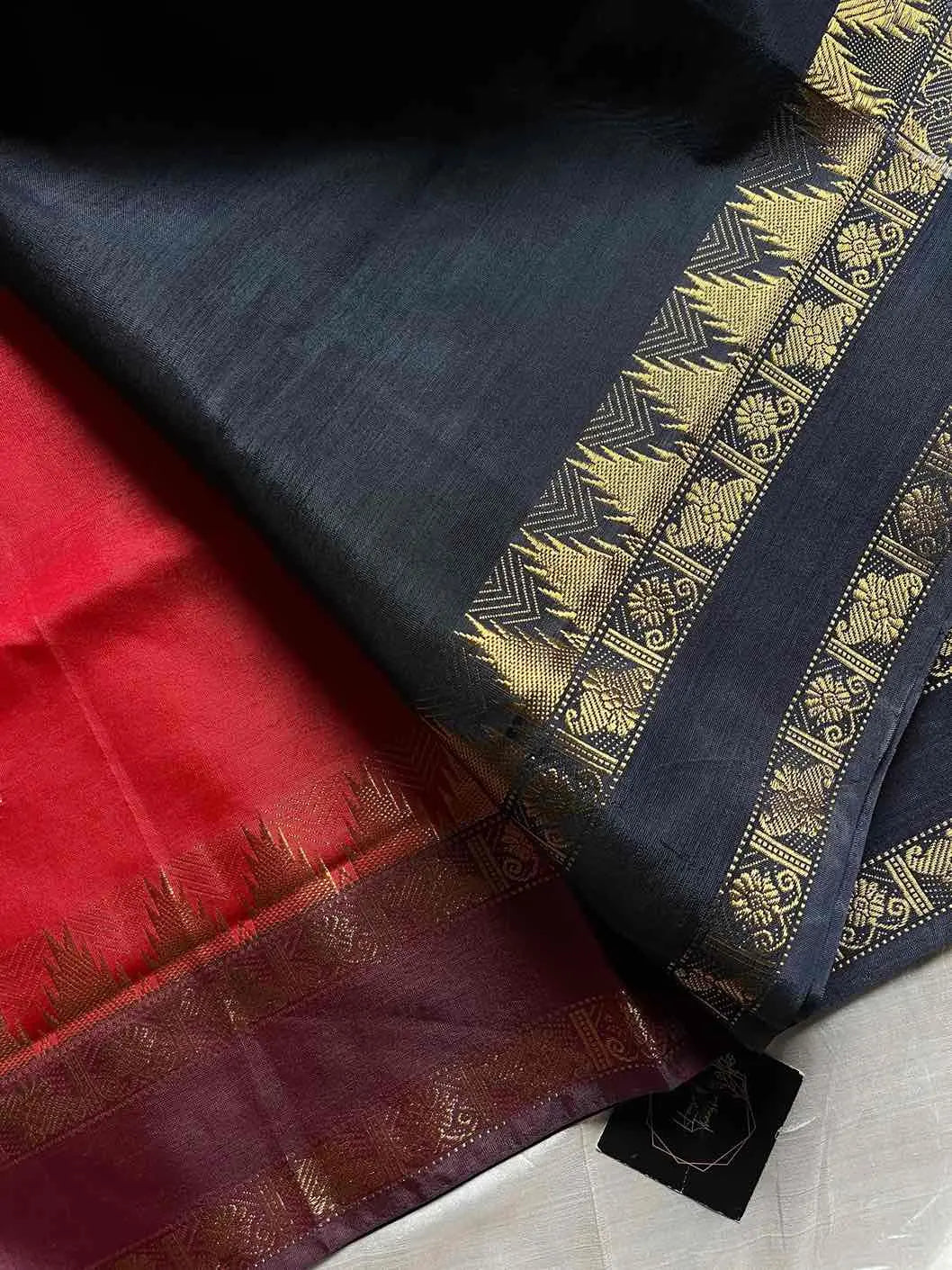 Handwoven vegan silk Chinnalampattu saree with rich zari borders from House of Thansha