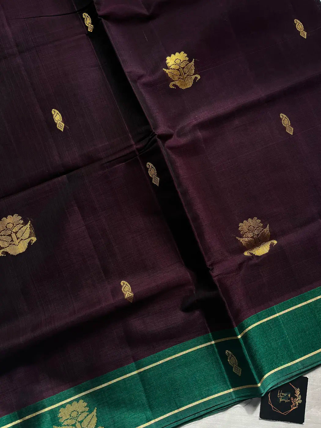 Vegan Silk Saree – Dark Purple Handloom Art Silk