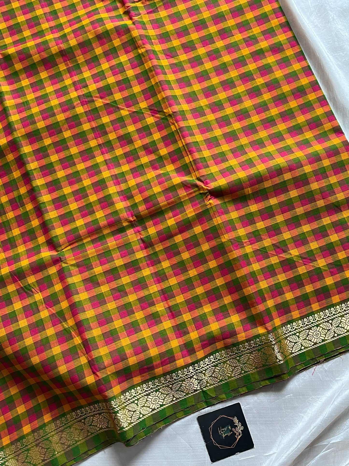 Paazhum pazhamum Kattam - Green Chettinadu Cotton Saree