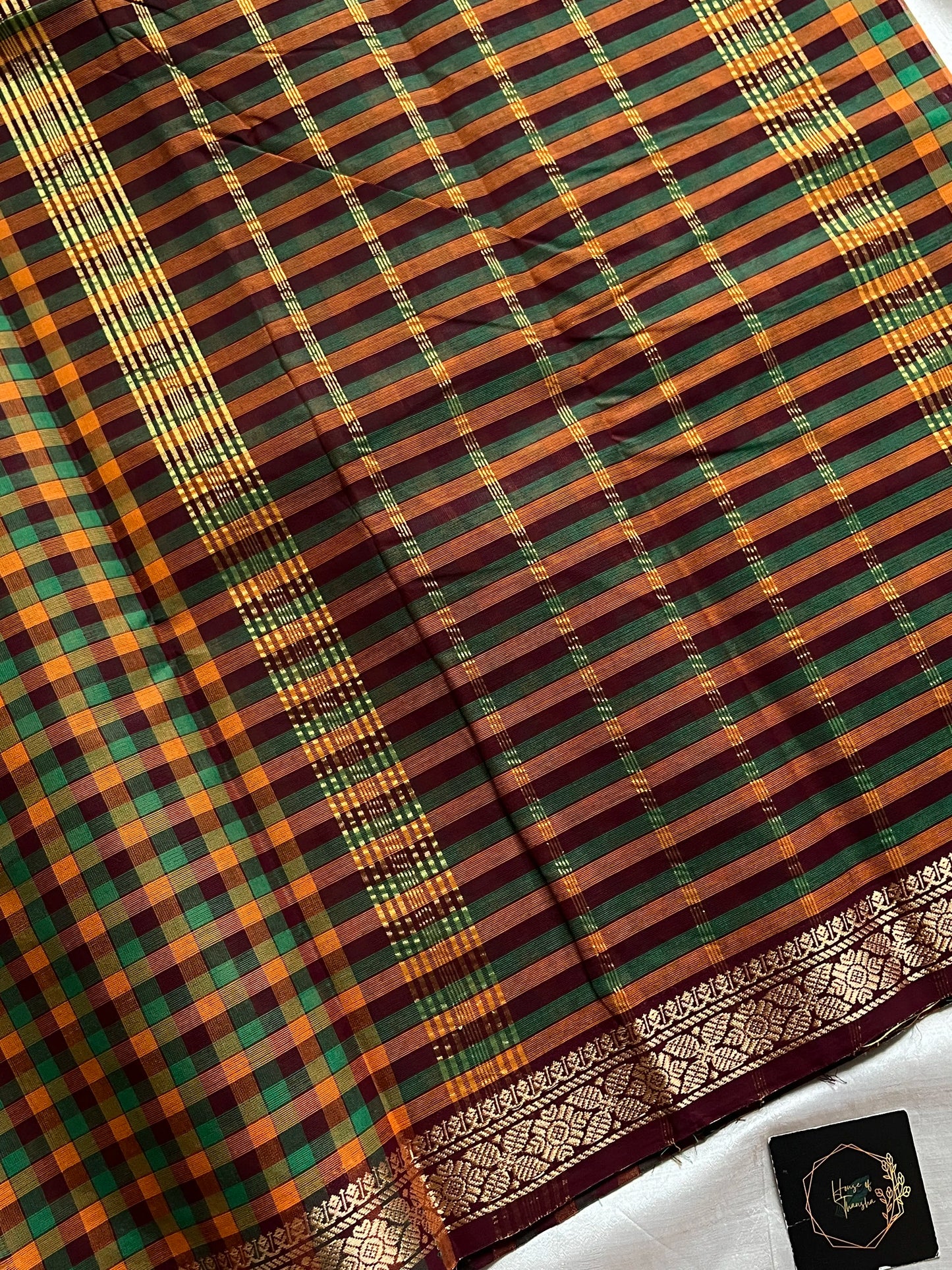 Paazhum pazhamum Kattam - Brown Chettinadu Cotton Saree