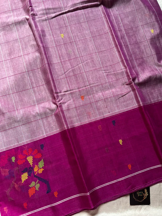 Chedibutta Saree - Handloom Vegan Art Silk - Jamun Pink