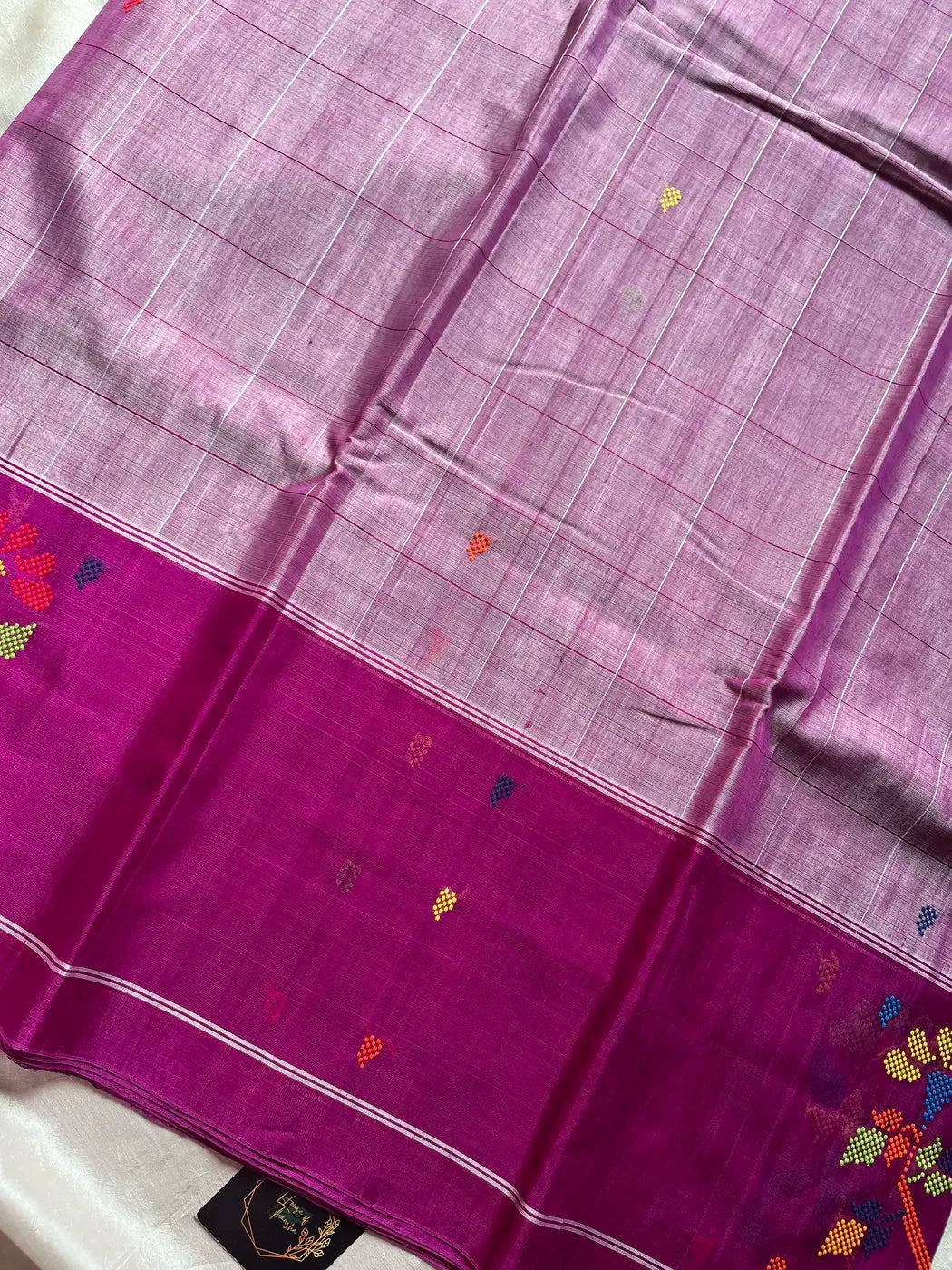 Chedibutta Saree - Handloom Vegan Art Silk - Jamun Pink