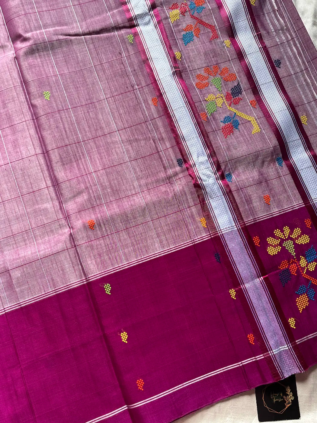 Chedibutta Saree - Handloom Vegan Art Silk - Jamun Pink