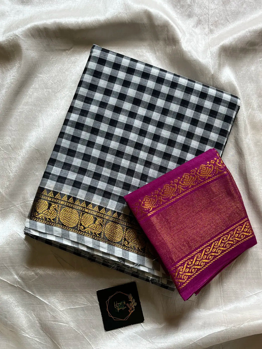 Black & White Kattam - Chettinadu Cotton