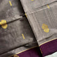 Vegan Silk Saree – Silver Smoke Plum Handloom Art Silk