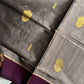 Vegan Silk Saree – Silver Smoke Plum Handloom Art Silk