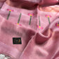 Handloom Silk Linen Jamdaani Saree - Pastel pink