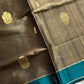 Vegan Silk Saree – Metallic Taupe Handloom Art Silk