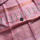 Handloom Silk Linen Jamdaani Saree - Pastel pink