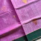 Vegan Silk Saree – Rose & Green Handloom Art Silk