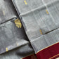 Vegan Silk Saree – Grey & Maroon Handloom Art Silk