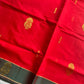 Vegan Silk Saree – Vibrant Red Handloom Art Silk