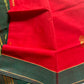 Vegan Silk Saree – Vibrant Red Handloom Art Silk