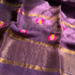 Handloom Silk Linen Jamdaani Saree - Purple