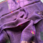 Handloom Silk Linen Jamdaani Saree - Purple