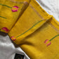 Handloom Silk Linen Jamdaani Saree - Yellow