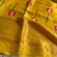 Handloom Silk Linen Jamdaani Saree - Yellow
