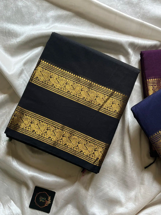 Subtle Weaves | Black Kanchi Cotton Saree