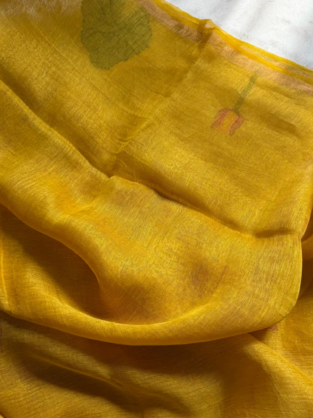 Handloom Silk Linen Jamdaani Saree - Yellow