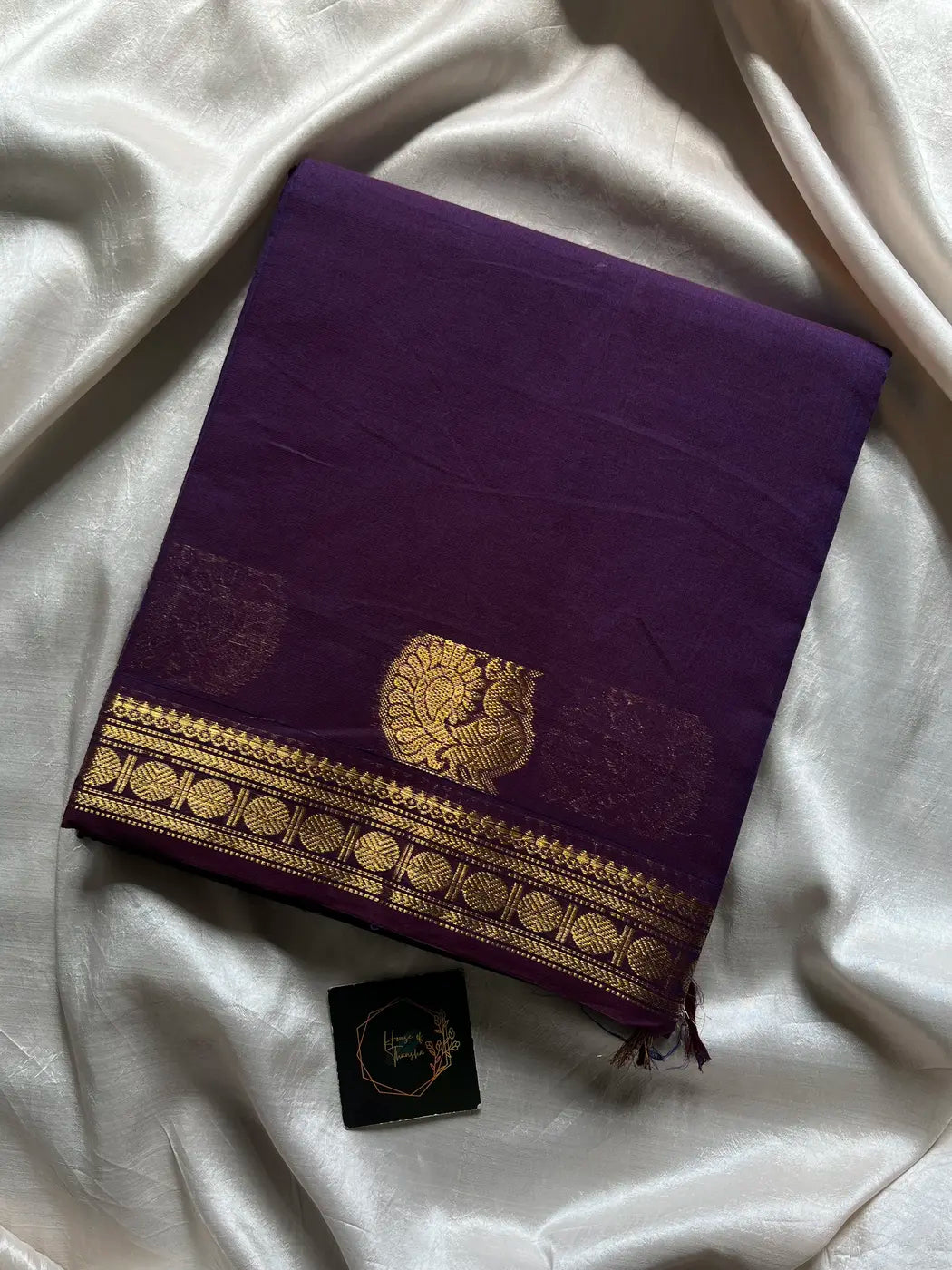 Minimal Border Edit - Royal Purple Kanchi Cotton Saree