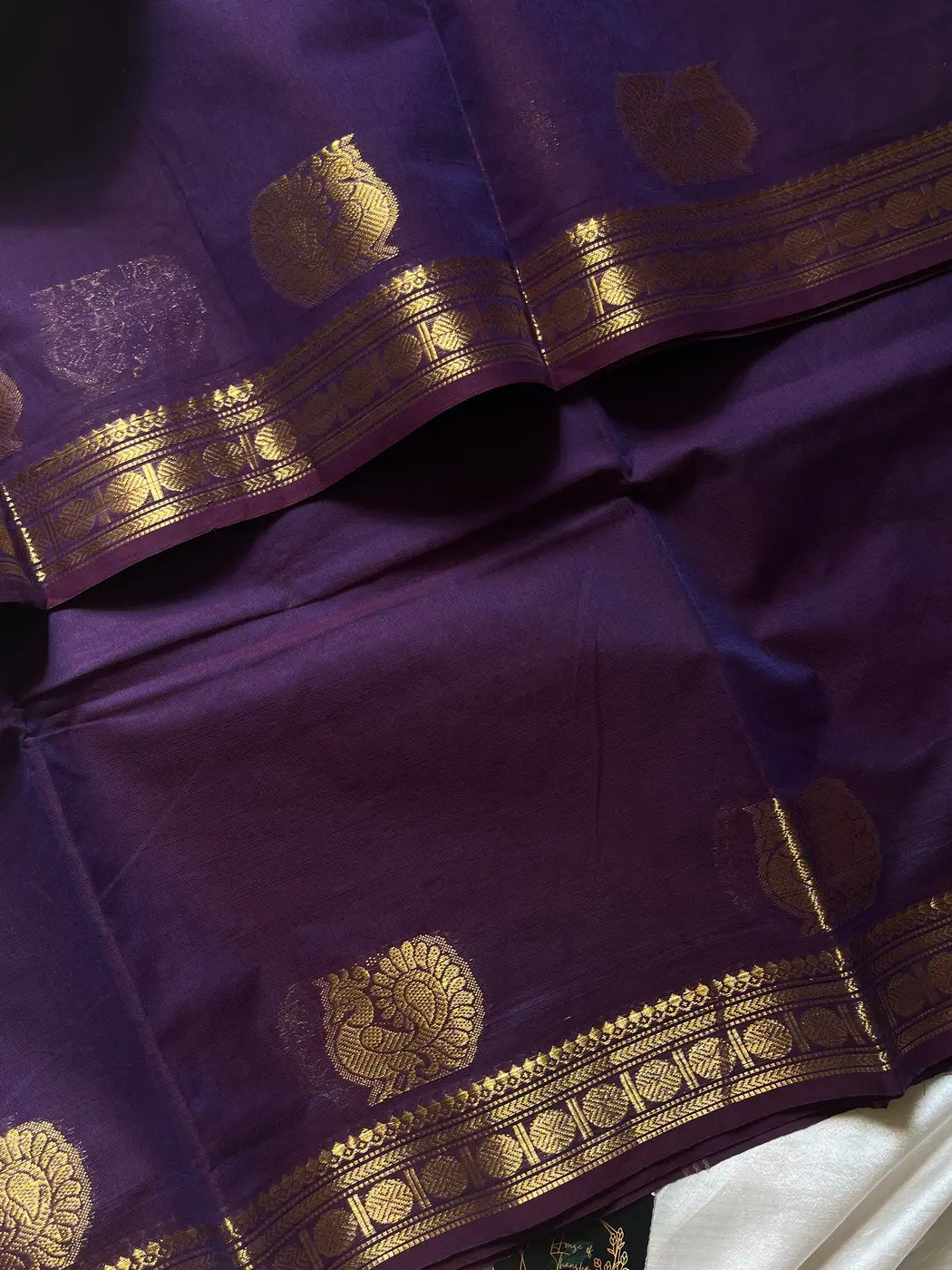 Minimal Border Edit - Royal Purple Kanchi Cotton Saree