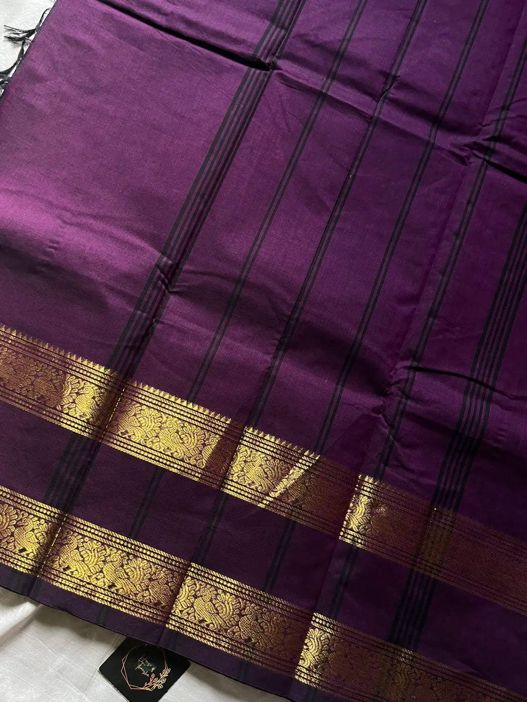 Subtle Weaves | Dark Purple Kanchi Cotton Saree