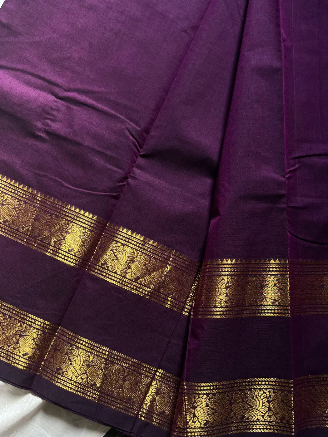 Subtle Weaves | Dark Purple Kanchi Cotton Saree