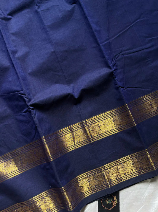 Subtle Weaves | Dark Blue Kanchi Cotton Saree