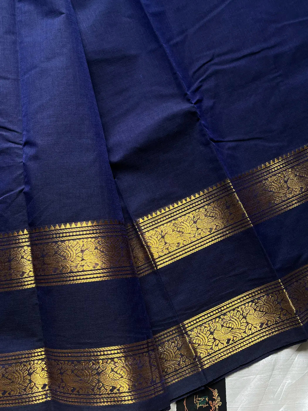 Subtle Weaves | Dark Blue Kanchi Cotton Saree