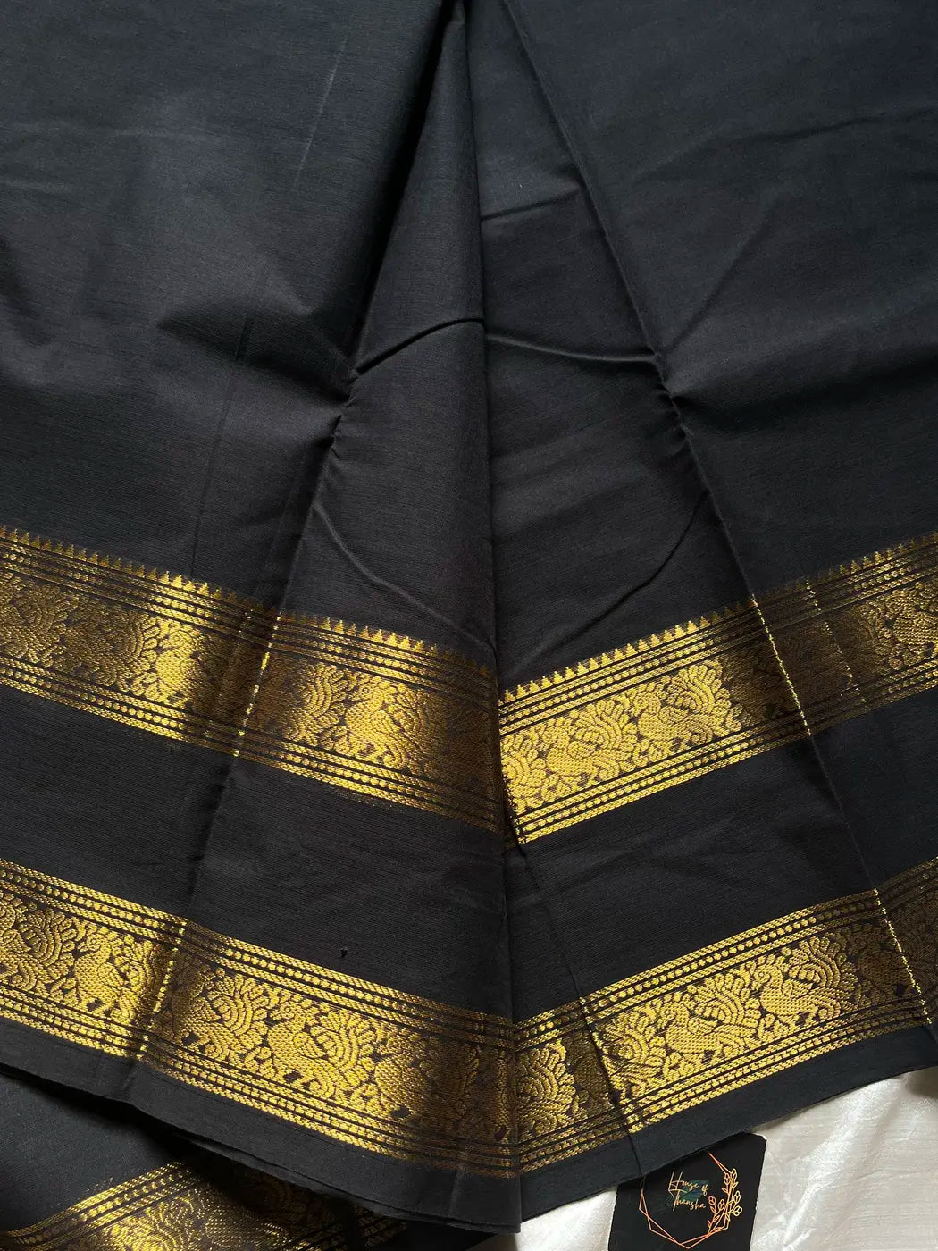 Subtle Weaves | Black Kanchi Cotton Saree