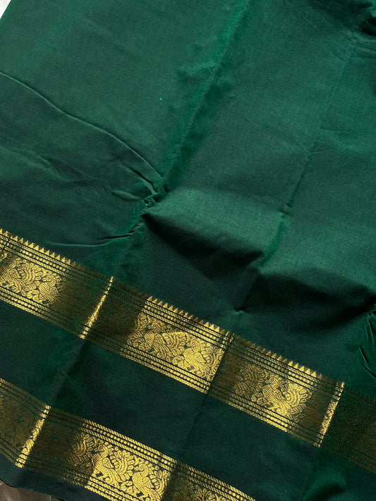 Subtle Weaves | Dark green Kanchi Cotton Saree